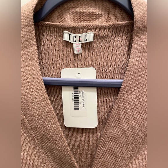 NWT TCEC Tan Ruffle Long Sleeve Crop Cardigan Sweater - Picture 3 of 5